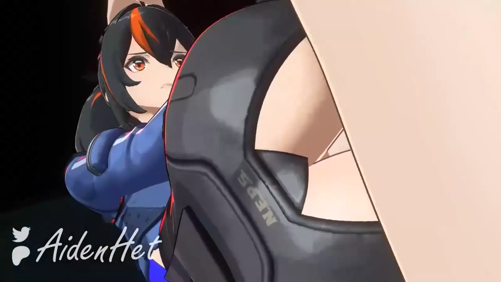 Hentai anime with a dark haired character seducing another